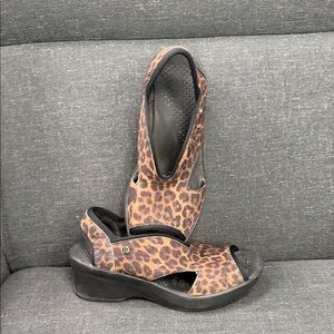 Bzees Leopard Print Sandals - Black and Brown